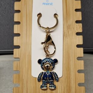 Mint Sparkling Dark Blue Bear Keychain/Bag Charm
